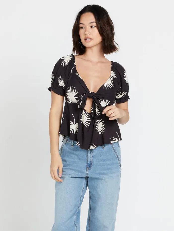 Womens Tops Volcom Folk Yeah Top 8211 Black White