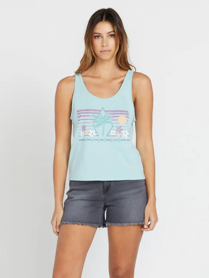 Womens Tops Volcom To The Bank Tank 8211 Glacier Blue