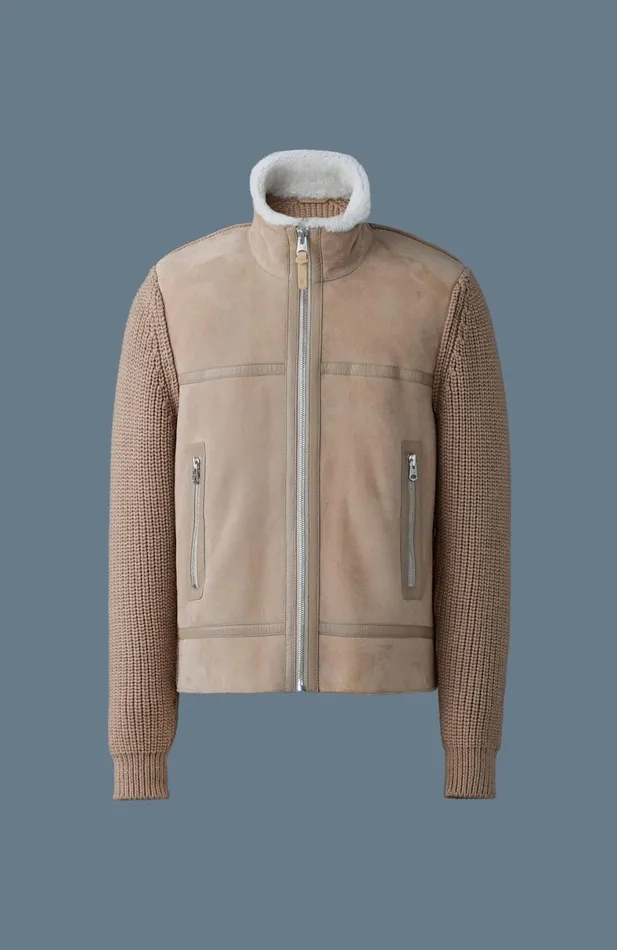 Wool Coats Men Mackage JONATHAN Mixedmedia Shearling Jacket Light Camelnatural