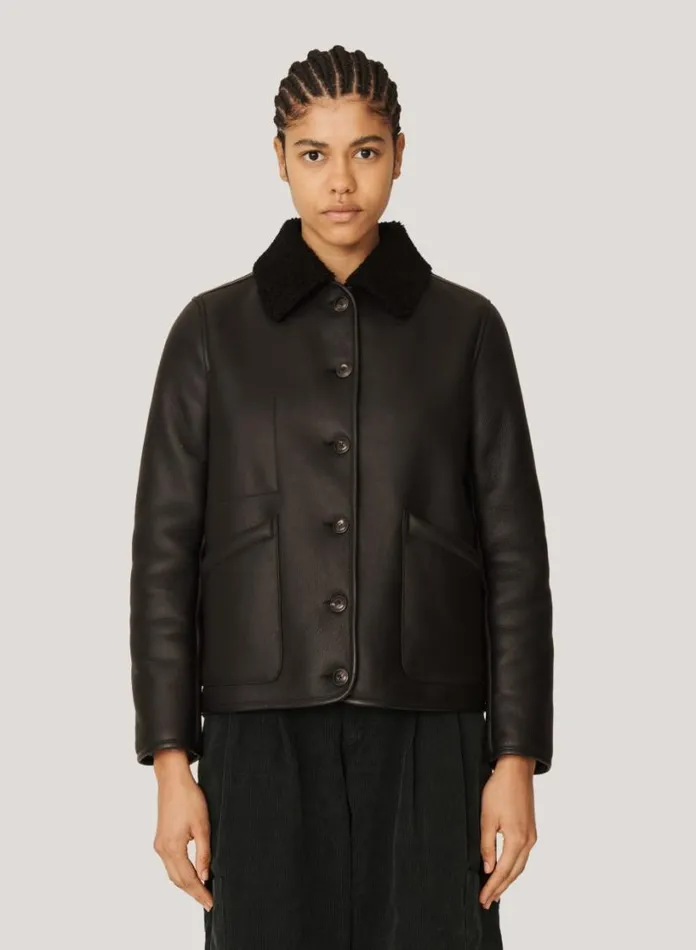 YMC Brainticket Mk2 Leather Jacket Black Womens Outerwear