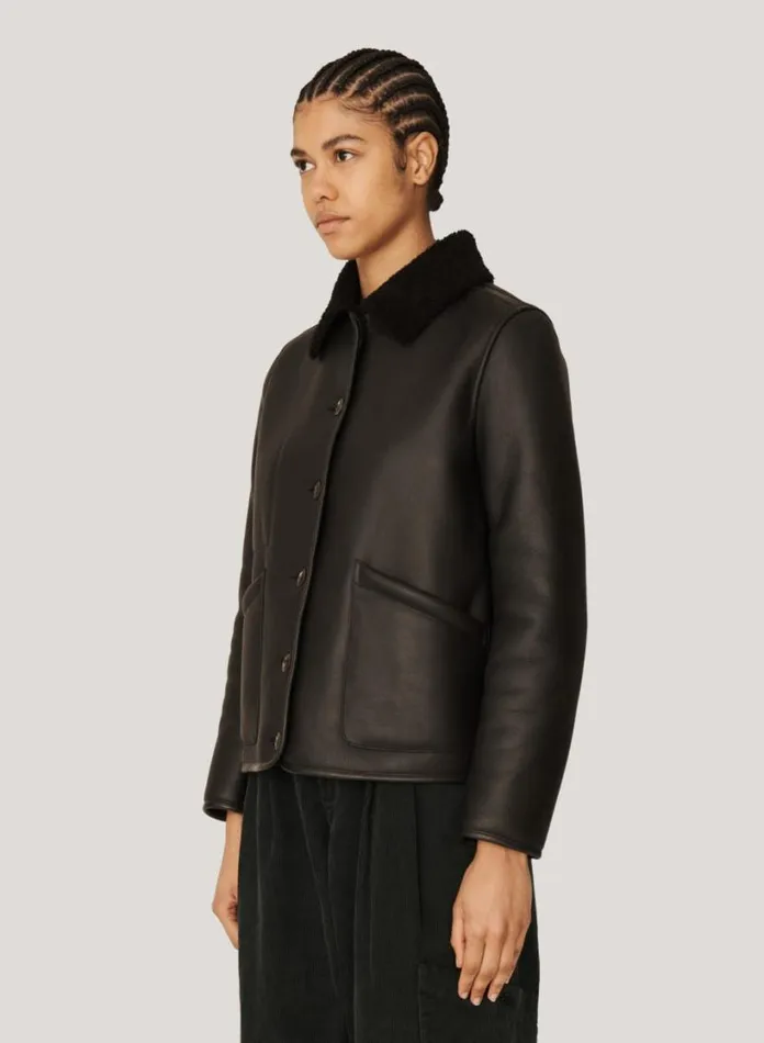 YMC Brainticket Mk2 Leather Jacket Black Womens Outerwear