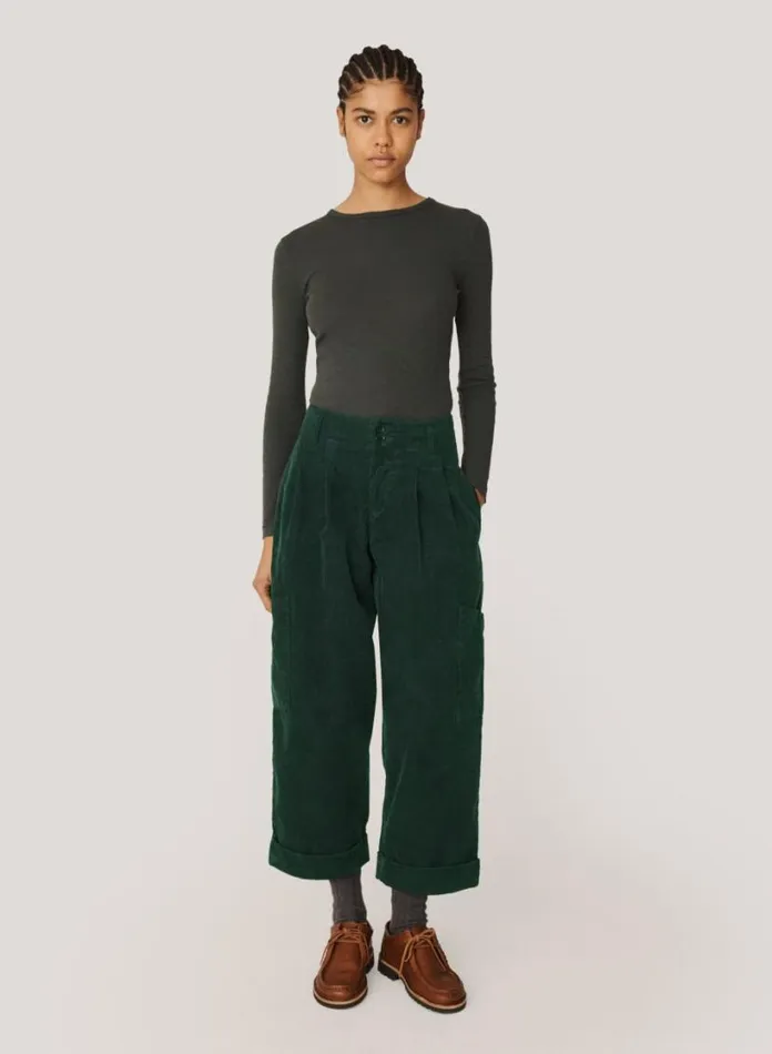 YMC Grease Corduroy Trousers Green Womens Trousers