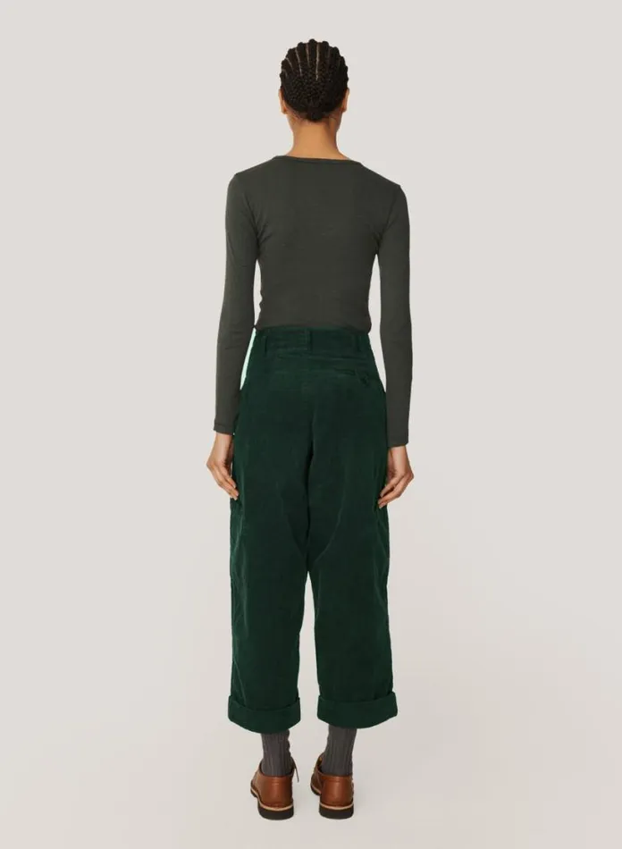 YMC Grease Corduroy Trousers Green Womens Trousers