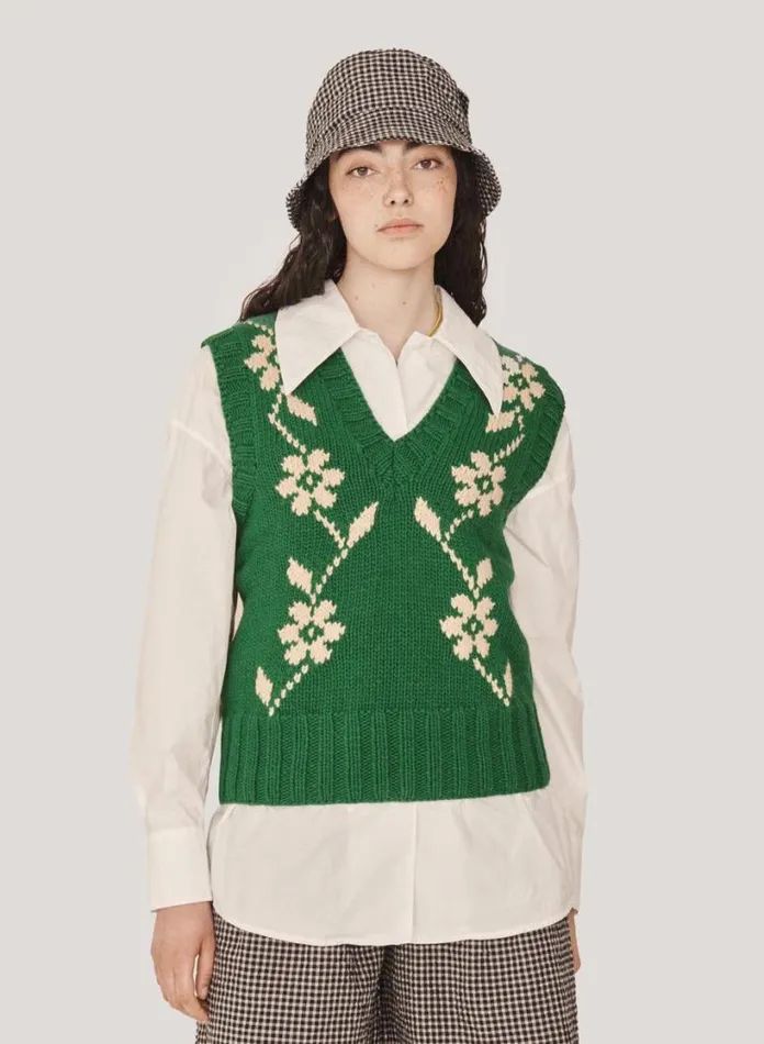 YMC Heidi Tank Green Womens Knitwear