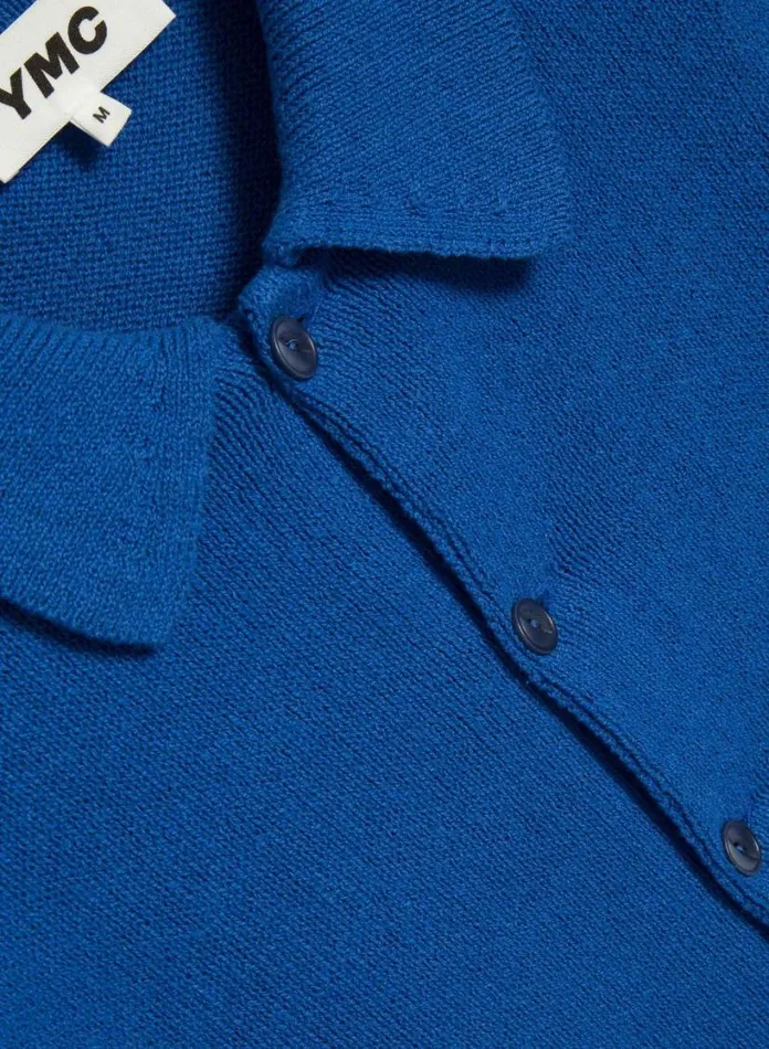 YMC Rat Pack Cardigan Blue Mens Knitwear