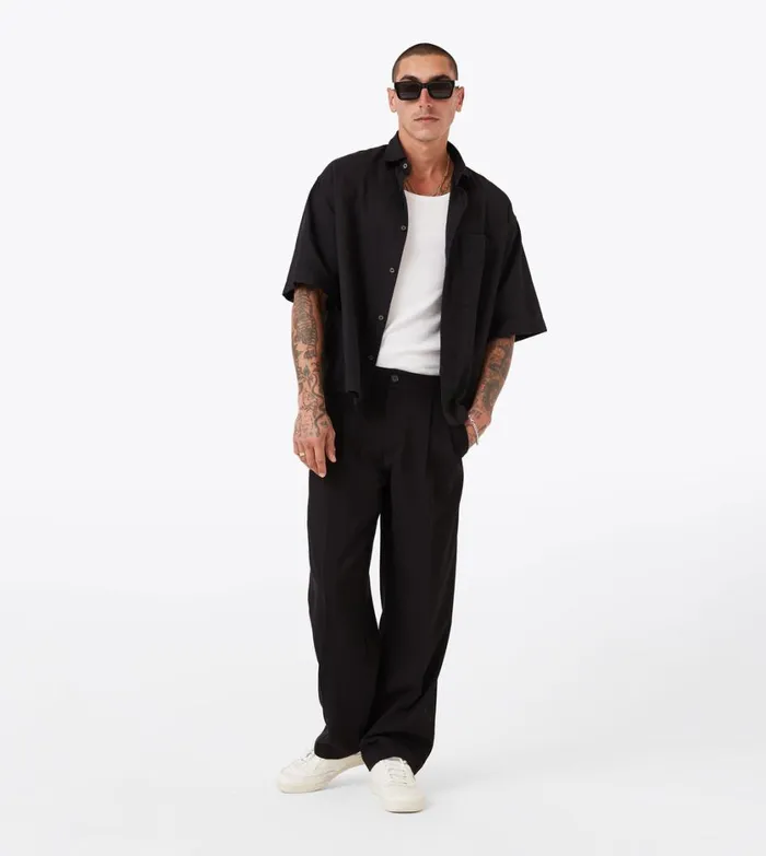 Zanerobe Pants Men Herringbone Flow Pant Black