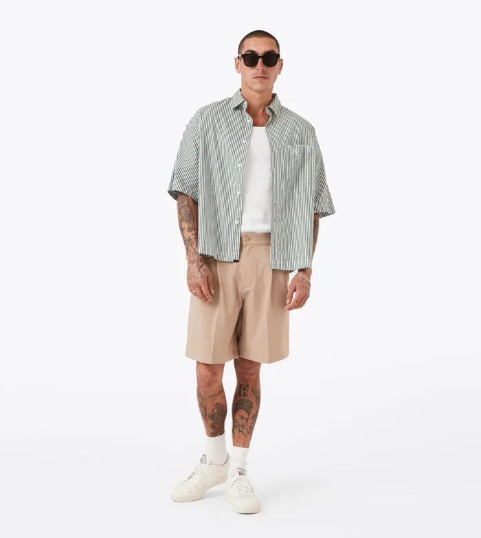Zanerobe Shorts Men Herringbone Flow Short Beige