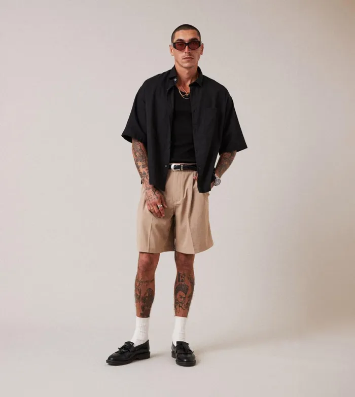Zanerobe Shorts Men Herringbone Flow Short Beige