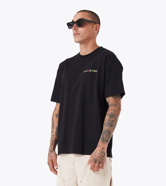 Zanerobe Tees and Tanks Men Rainbow Box Tee Black