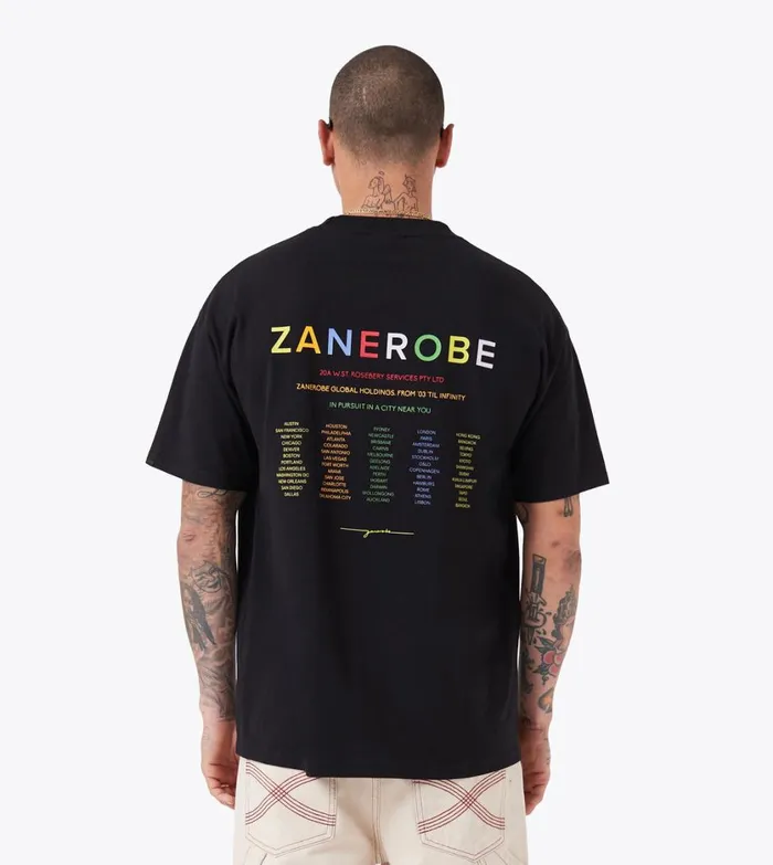Zanerobe Tees and Tanks Men Rainbow Box Tee Black
