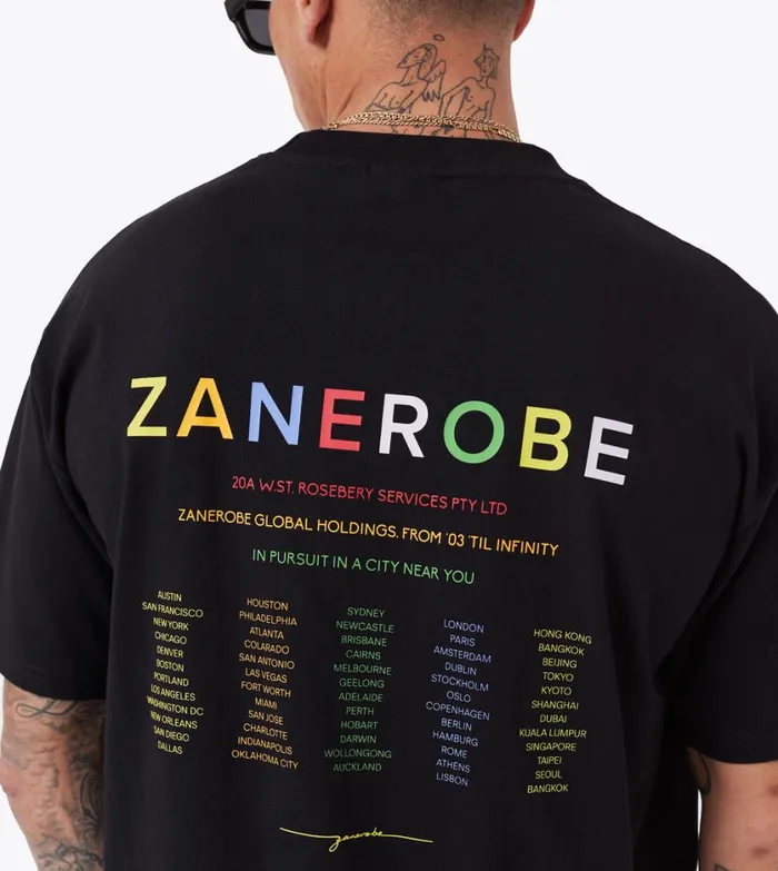Zanerobe Tees and Tanks Men Rainbow Box Tee Black