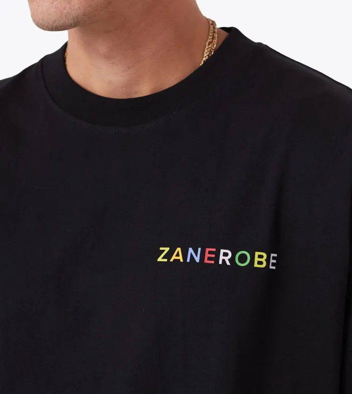Zanerobe Tees and Tanks Men Rainbow Box Tee Black