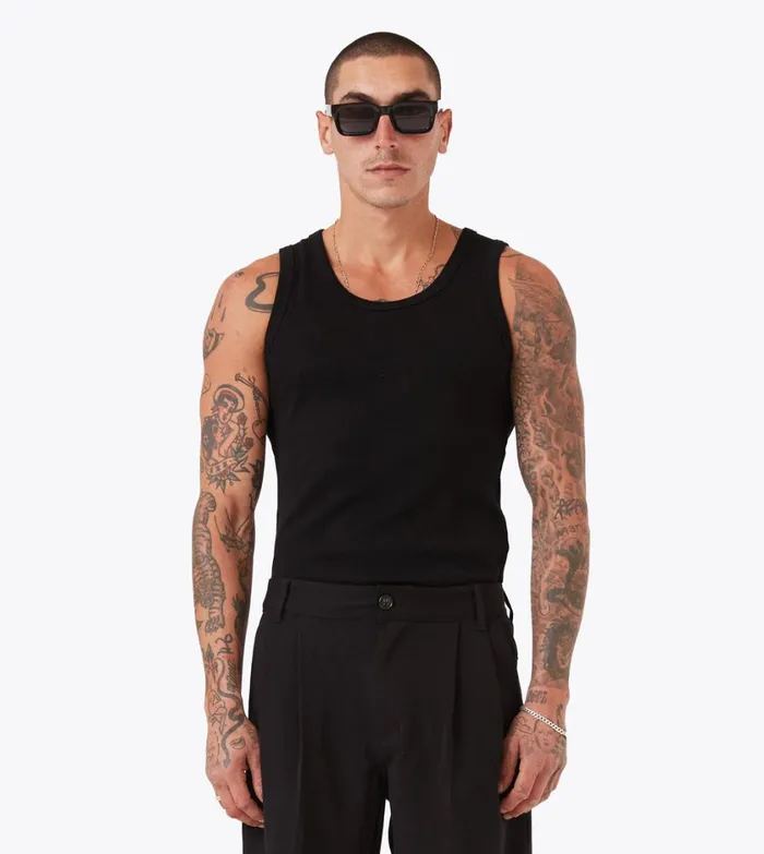 Zanerobe Tees and Tanks Men Rib Tank Black
