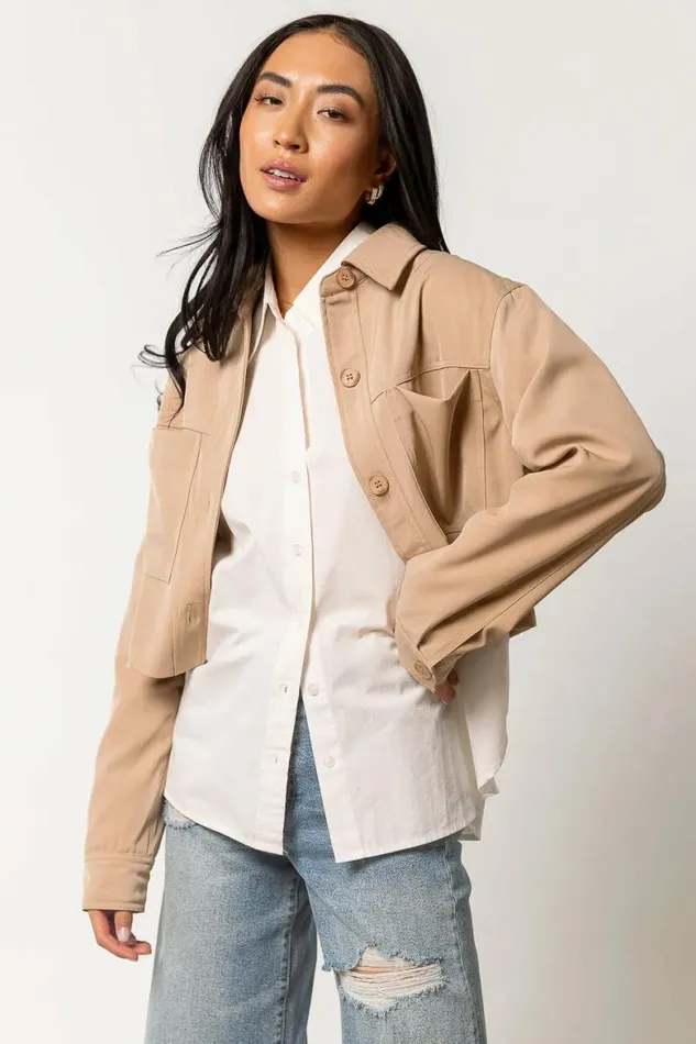 Zayla Cropped Jacket Tan Women Bohme Outerwear