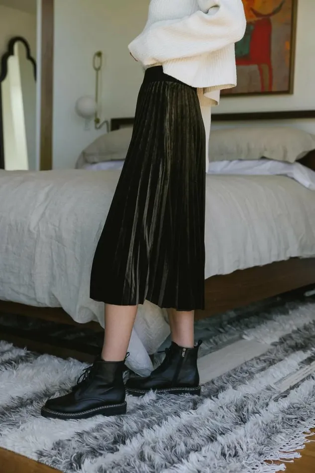 Zoe Velour Skirt In Olive Olive Women Bohme Skirts